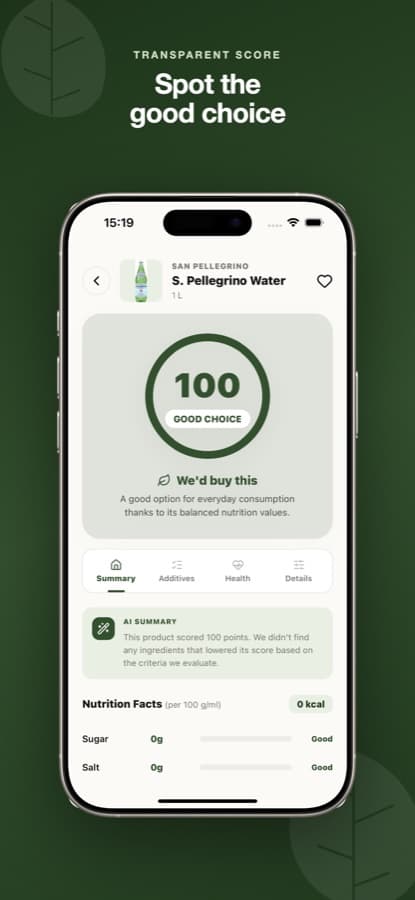 LeafyGrade: product score out of 100